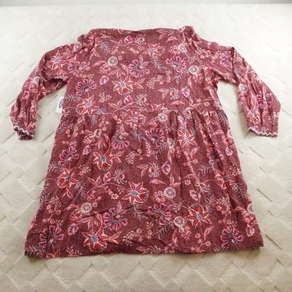 Old Navy Midi Dress Womens 2Xl Floral Print V-Neck Multi Color Long Sleeve - Picture 12 of 13